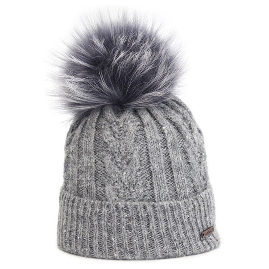 8303 - beanie in paillettes wool with bobble