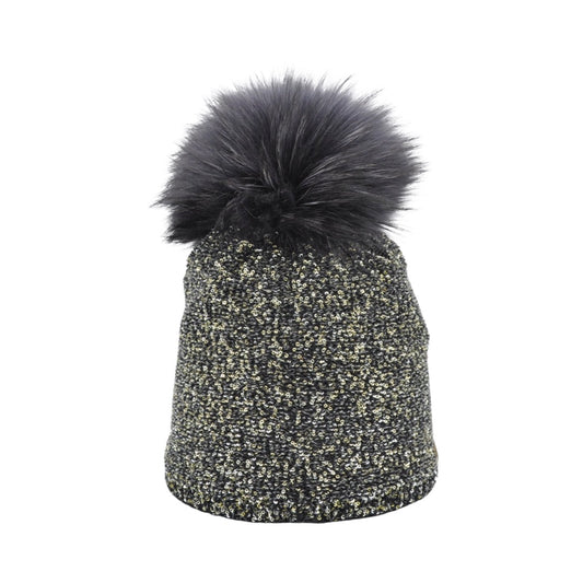 8835 - beanie in pailletten wool with bobble