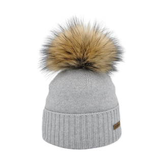 8476 - beanie in cashmere wool with bobble