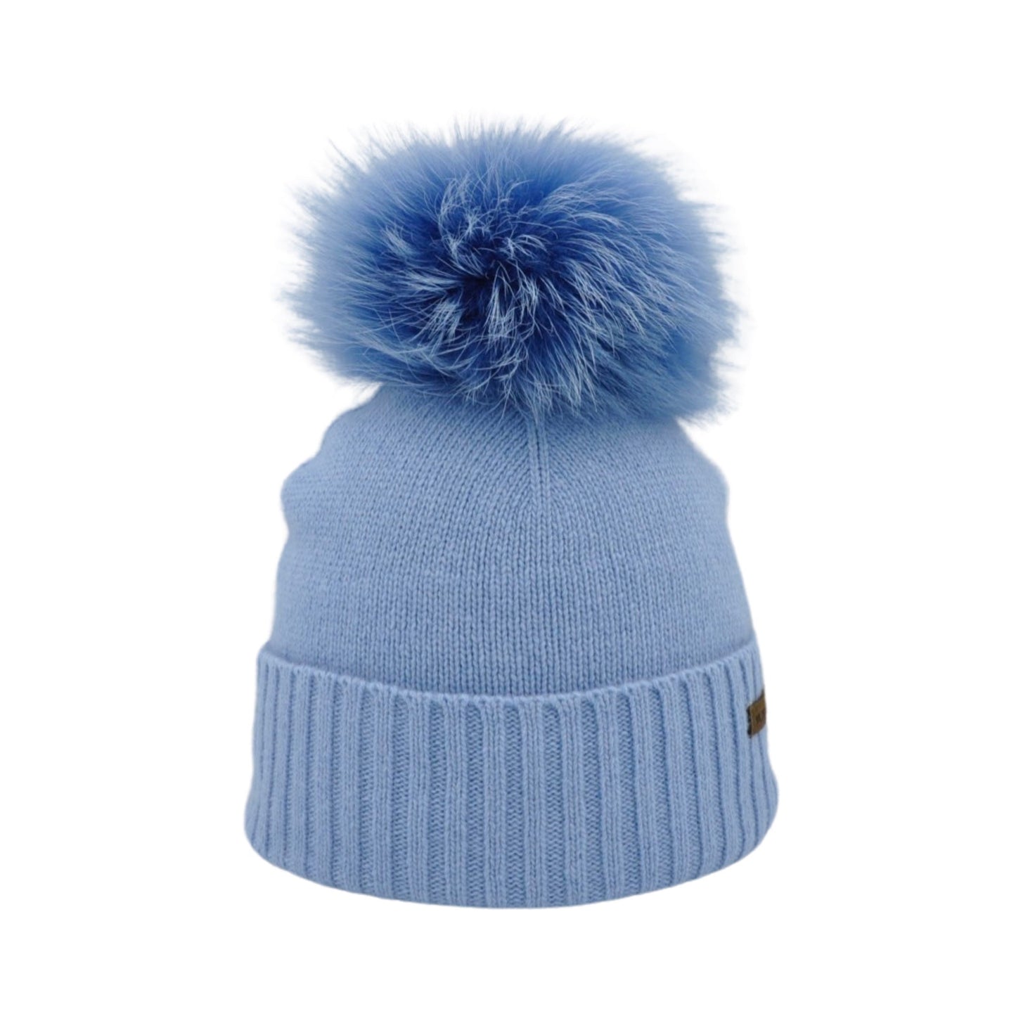 8476 - beanie in cashmere wool with bobble