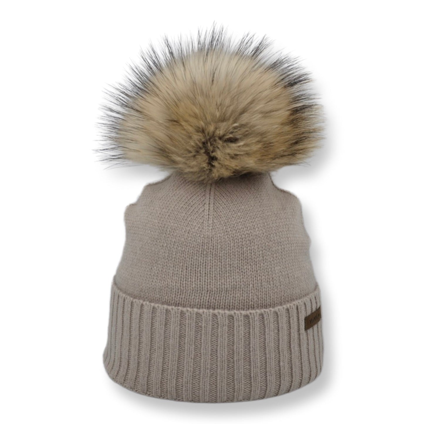 8476 - beanie in cashmere wool with bobble