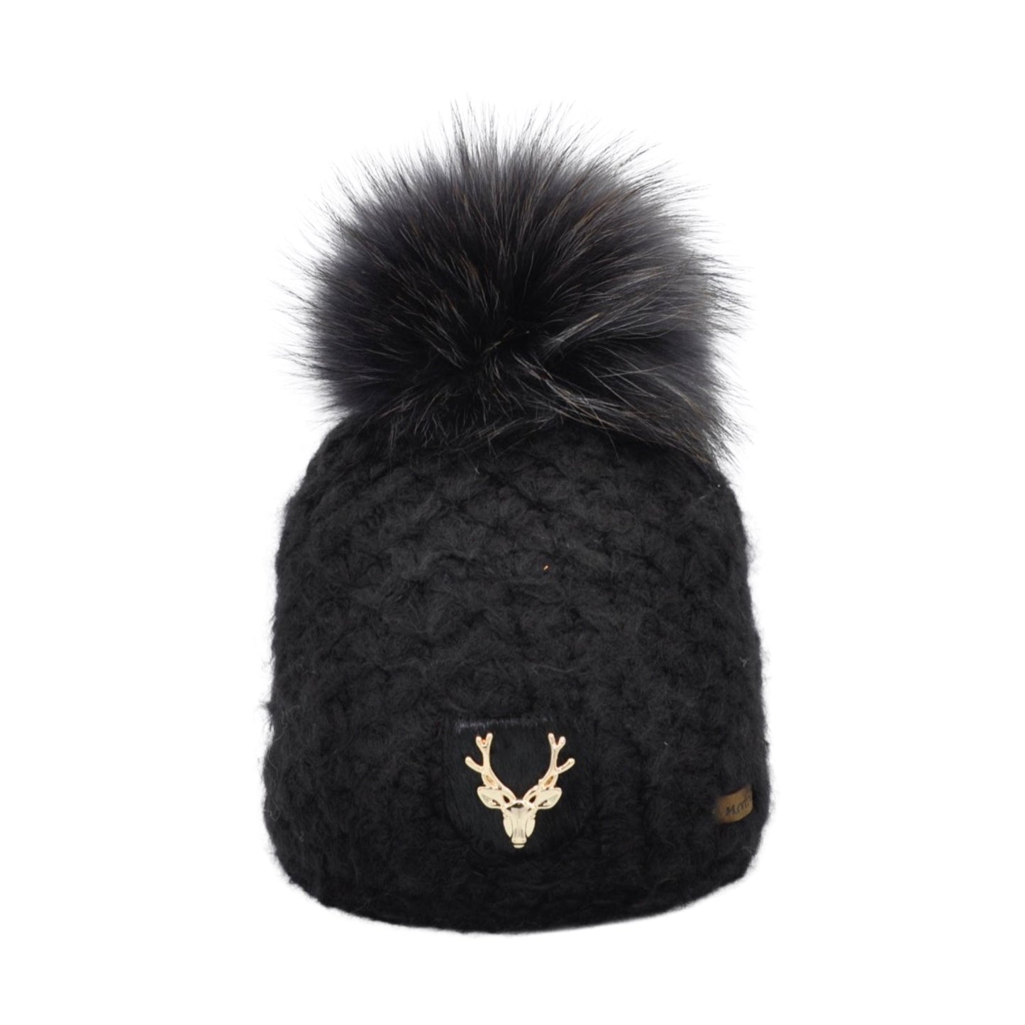 8511 - beanie in merino wool with deer patch