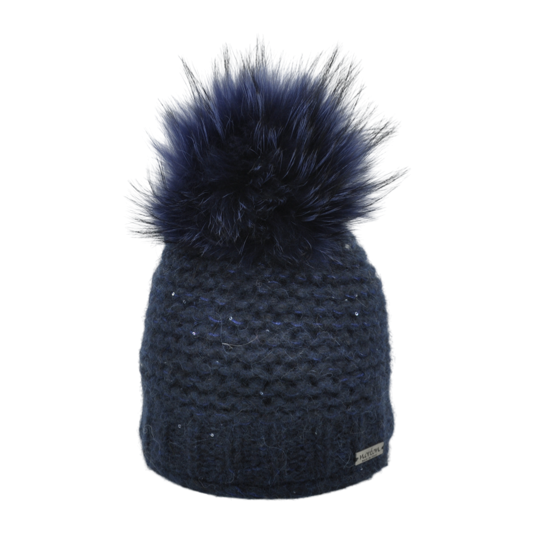 8833 - beanie in alpaca wool with bobble and paillettes