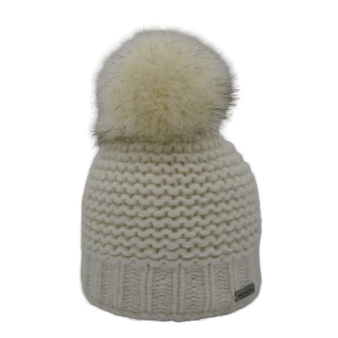 8833 - beanie in alpaca wool with bobble and paillettes