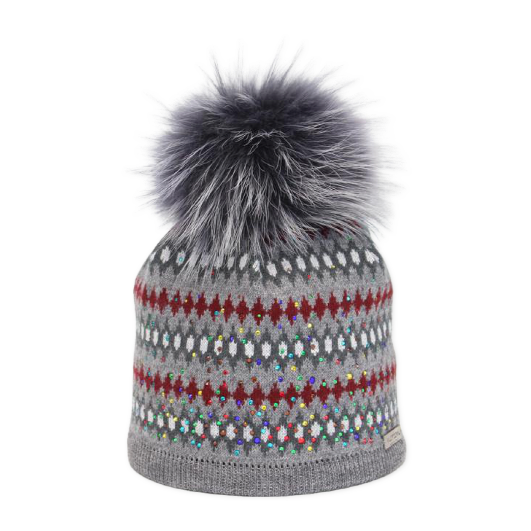 8322 - beanie with Norwegian jacquard and bobble